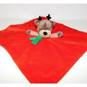 2013 Carters Red Reindeer Rattle Security Blanket Lovey Nunu Christmas